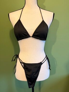Classic Black Triangle String Bikini Set